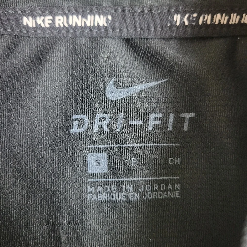 Nike Dri Fit Running Mens Small Solid Black Performance Stretch Quarter Zip